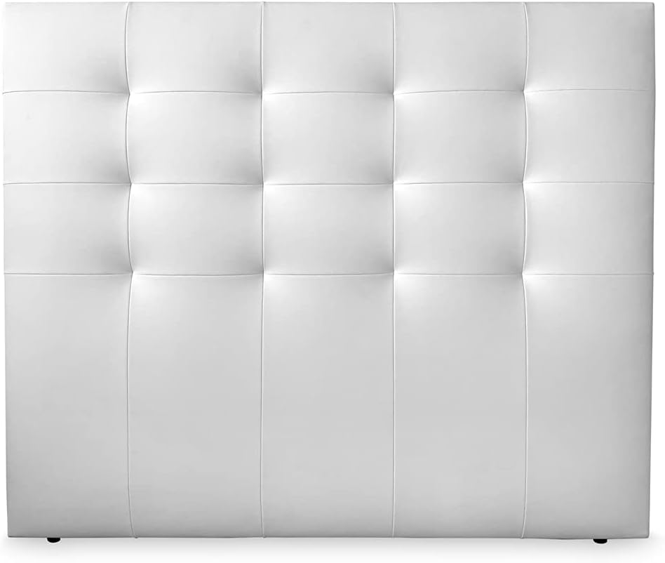 DUÉRMETE ONLINE Cabecero París – Tapizado en Polipiel Blanca, Acolchado de Alta Gama (145 × 120 cm)