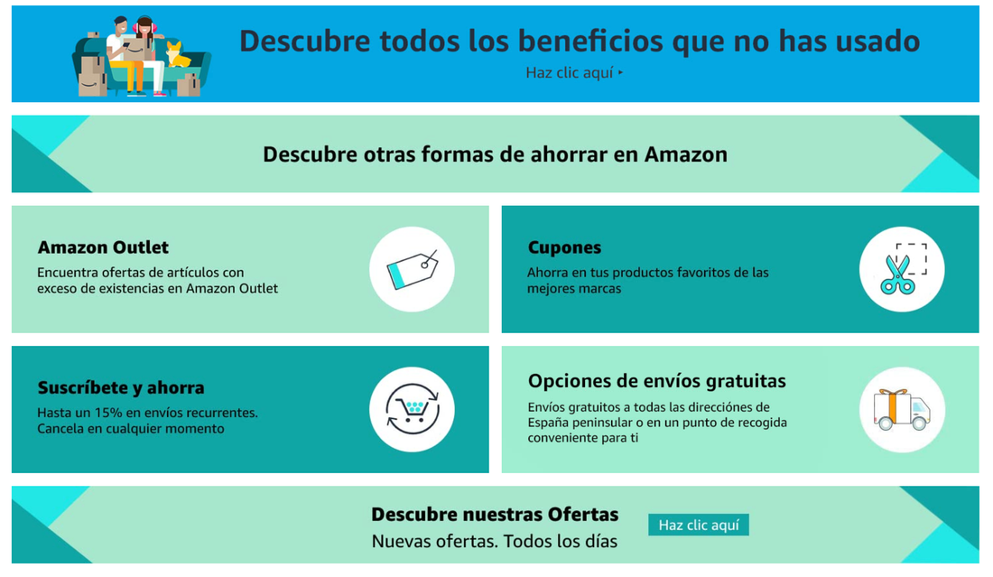 Descubre tus promociones personalizadas de Amazon Ahorra con bonos y Devueltoscomonuevos