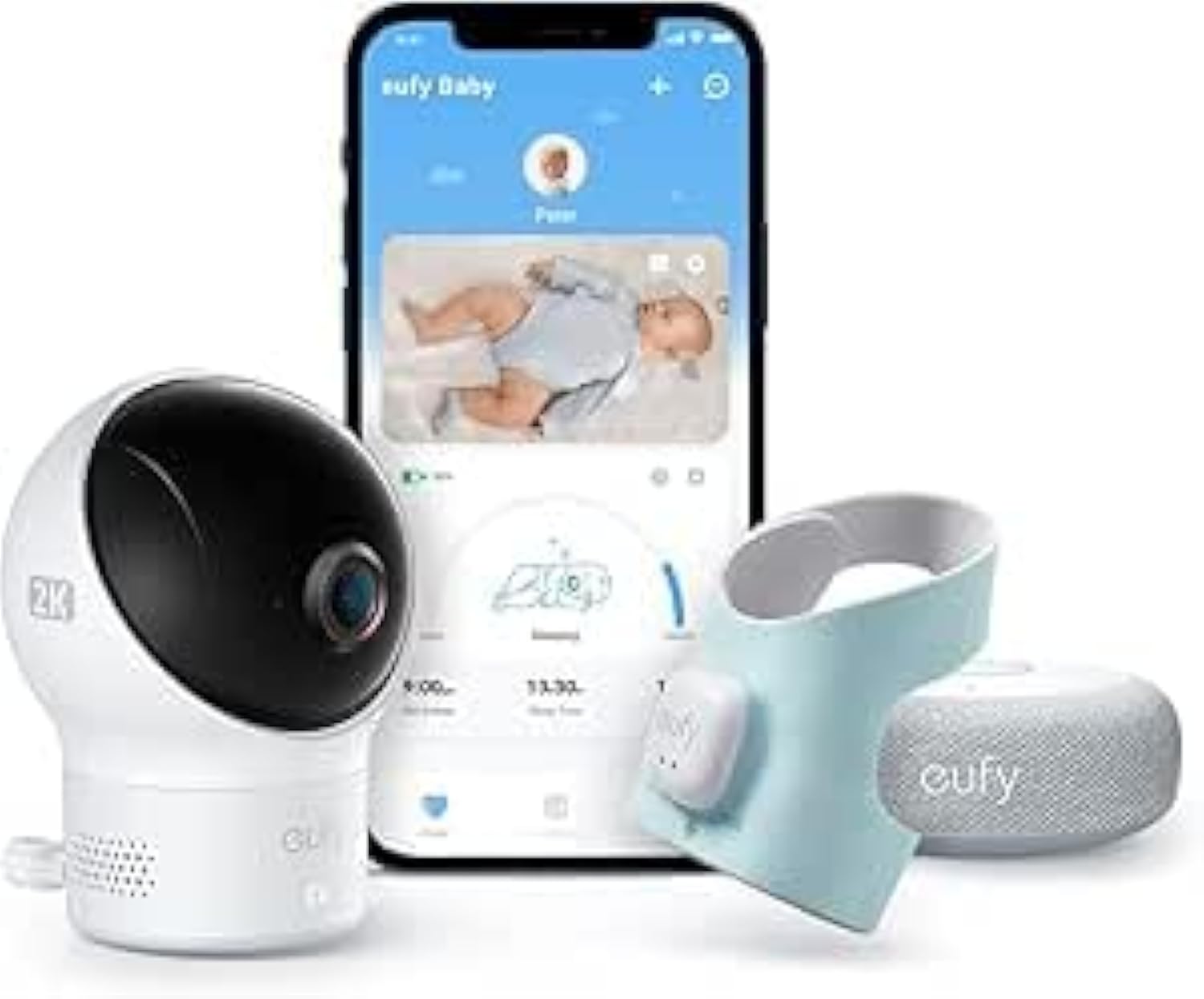 Kit Vigilancia del Sueño y Salud de tu Bebé: Calcetín Inteligente + Cámara 2K Eufy