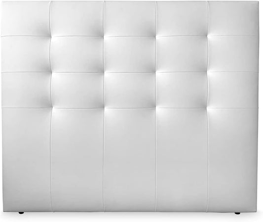 DUÉRMETE ONLINE Cabecero París – Tapizado en Polipiel Blanca, Acolchado de Alta Gama (145 × 120 cm)