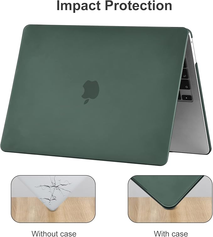 EooCoo Funda para MacBook Air 13" M1 - Carcasa Dura Mate, Verde Noche