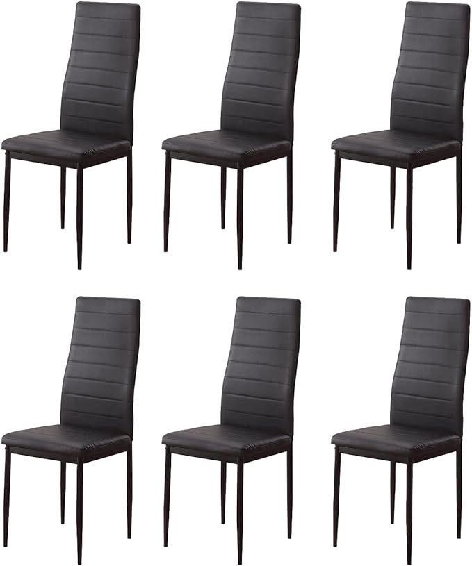 Pack SHIITO Emily - 6 Sillas de Comedor y Salón Tapizadas, Negro