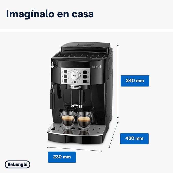 De'Longhi Magnifica S Cafetera Superautomática - 1450W, Negro Cromado