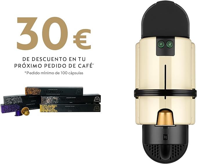 Nespresso De'Longhi Inissia EN80.CW - Cafetera de Cápsulas, 19 bares, Color Crema + Pack Bienvenida