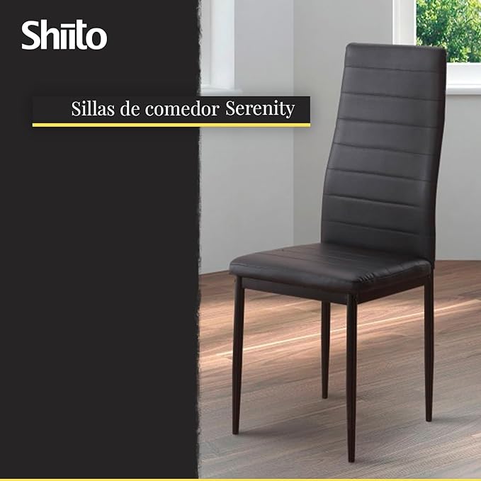 Pack SHIITO Emily - 6 Sillas de Comedor y Salón Tapizadas, Negro