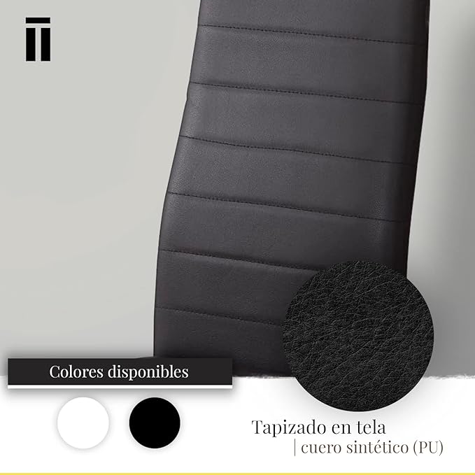 Pack SHIITO Emily - 6 Sillas de Comedor y Salón Tapizadas, Negro