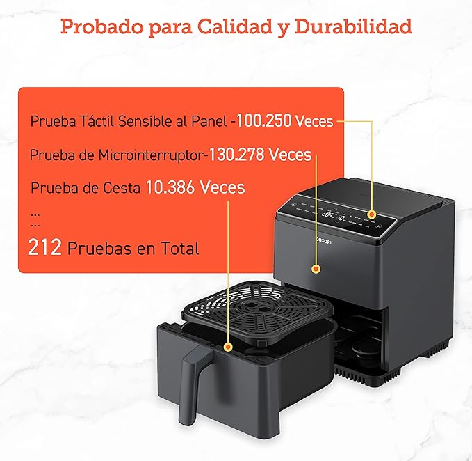 COSORI Dual Blaze Freidora de Aire Wifi 6,4 L - Con Recetas en App y 12 Programas, Gris Oscuro