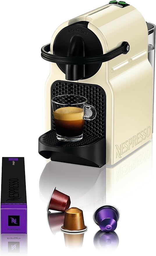 Nespresso De'Longhi Inissia EN80.CW - Cafetera de Cápsulas, 19 bares, Color Crema + Pack Bienvenida