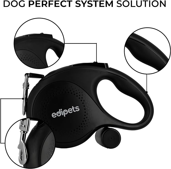 Correa para Perro Extensible/Retráctil de Edipets, 8 Metros, Incluye Dispensador de Bolsas