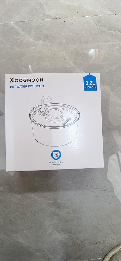 KOOGMOON Fuente de Agua para Gatos 3.2L - Acero Inoxidable con Bomba Silenciosa