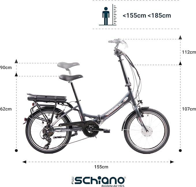 F.lli Schiano E-Star 20" - Bicicleta Eléctrica Plegable Unisex para Adultos