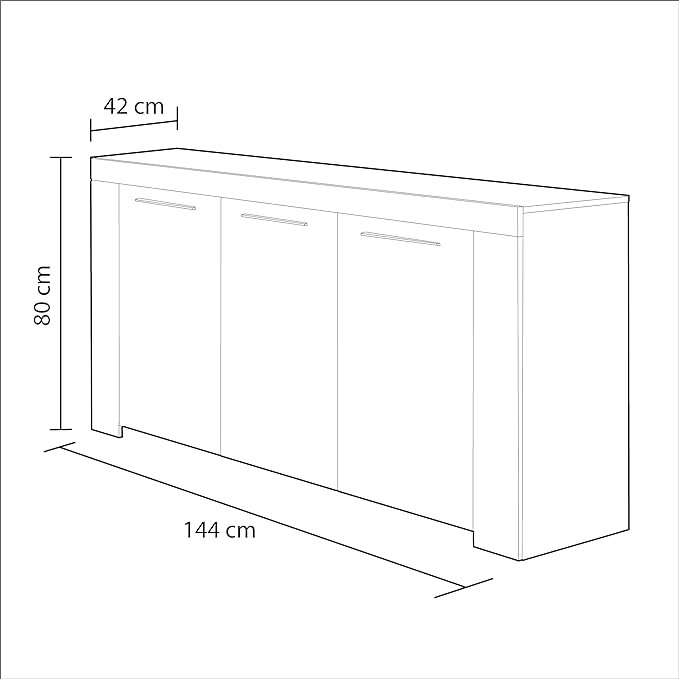 Aparador Moderno Ambit de Habitdesign en Blanco Artik - 144x42x80 cm