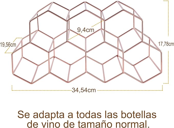 Botellero de Vino FOMANSH de 2 Niveles en Oro Rosa - Metal Apilable