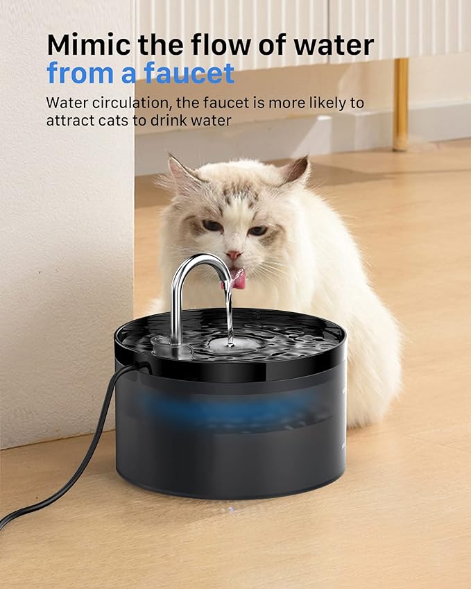 Fuente para Gatos: Bebedero de 2L con Forma de Grifo, Negro