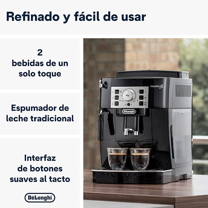 De'Longhi Magnifica S Cafetera Superautomática - 1450W, Negro Cromado