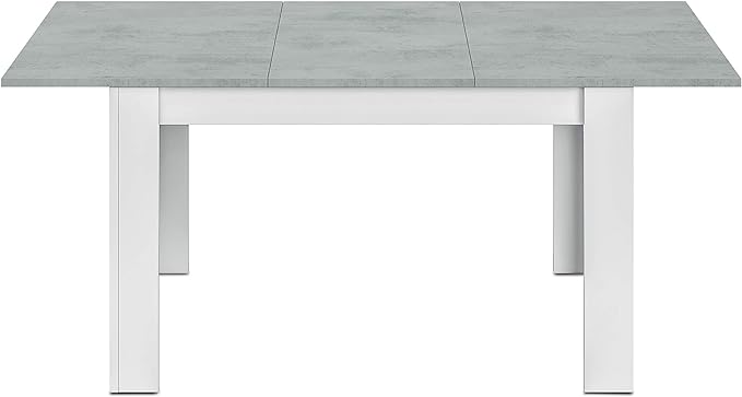 Mesa de Comedor Extensible Kendra - Blanco Artik y Gris Cemento, 140-190cm