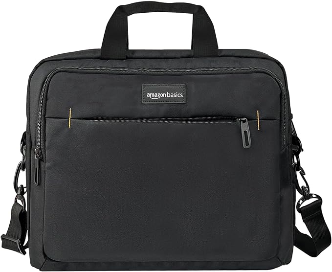 Amazon Basics - Maletín Compacto para Portátil (15,6 pulgadas) - Negro