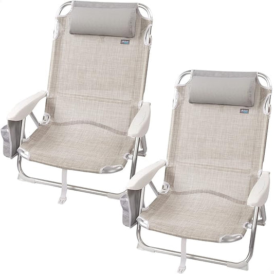 AKTIVE Pack de 2 Sillas Plegables Multiposición Ibiza X2 - Beige