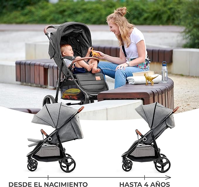 Kinderkraft GRANDE PLUS Silla de Paseo Ligera para bebés - Gris