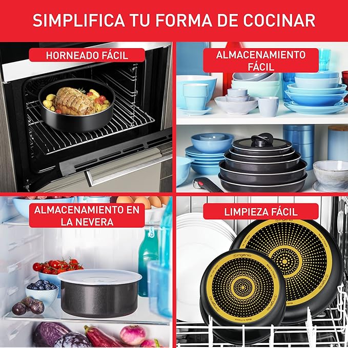 Tefal Ingenio Easy On - Juego de 3 Sartenes Antiadherentes con Mango Extraíble