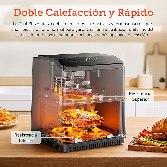 COSORI Dual Blaze Freidora de Aire Wifi 6,4 L - Con Recetas en App y 12 Programas, Gris Oscuro