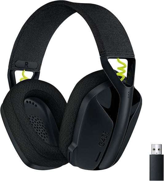 Logitech G435 Auriculares Inalámbricos LIGHTSPEED para Gaming, Negro y amarillo fluorescente