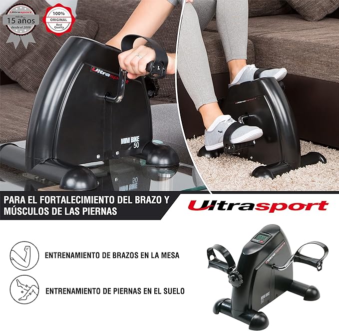 Ultrasport Mini Bicicleta Estática - Ejercitador de Brazos y Piernas