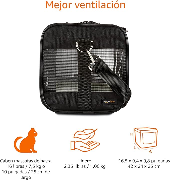 Bolsa Transportadora de Mascotas M - Lados Blandos, Negro