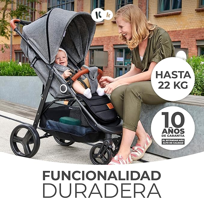 Kinderkraft GRANDE PLUS Silla de Paseo Ligera para bebés - Gris