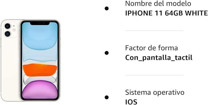 Apple iPhone 11, 64GB, Blanco (Reacondicionado)