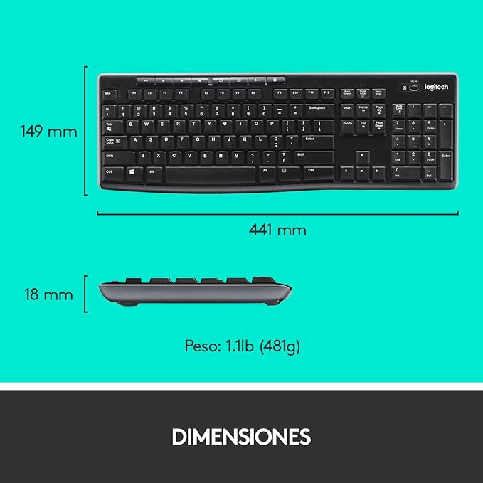 Logitech MK270 Combo Teclado y Ratón Inalámbrico para Windows