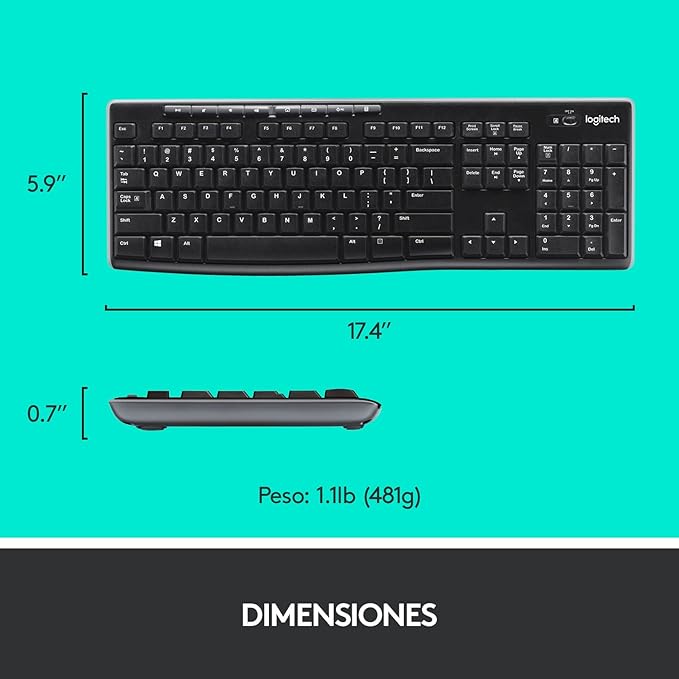 Logitech MK270 Combo Teclado y Ratón Inalámbrico para Windows