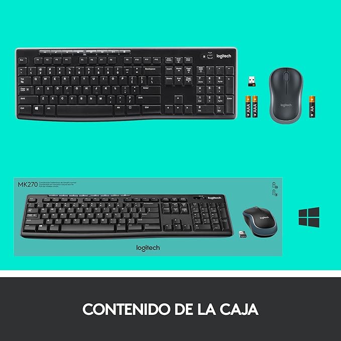 Logitech MK270 Combo Teclado y Ratón Inalámbrico para Windows