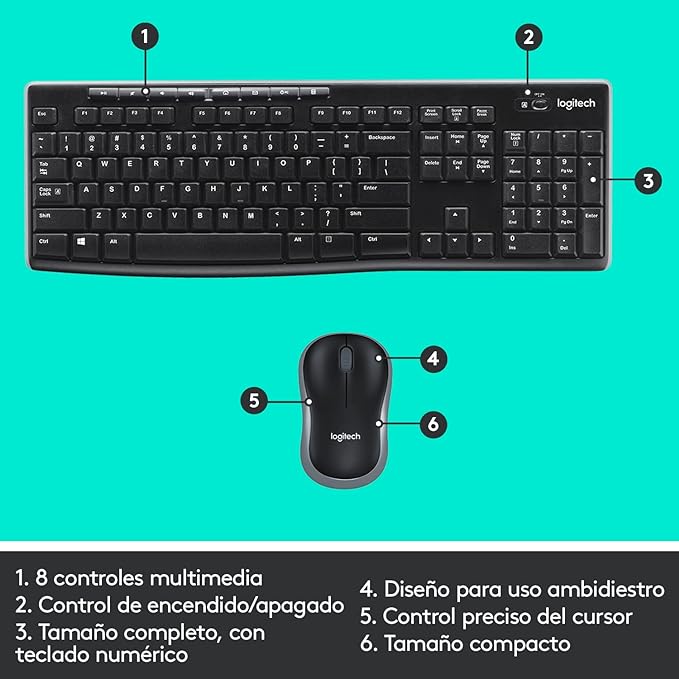 Logitech MK270 Combo Teclado y Ratón Inalámbrico para Windows