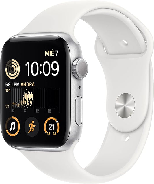 Apple Watch SE (2.ª Gen) (GPS, 44mm) Caja de Aluminio en Plata con Correa Deportiva Blanca - Talla única (Reacondicionado)