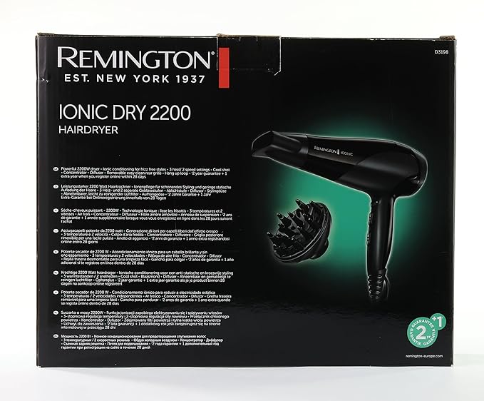 Remington Secador de Pelo Ionic Dry 2200 - Cabello Sin Encrespamiento