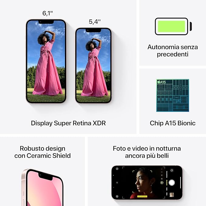 Apple iPhone 13, 128GB, Rosa - (Reacondicionado)